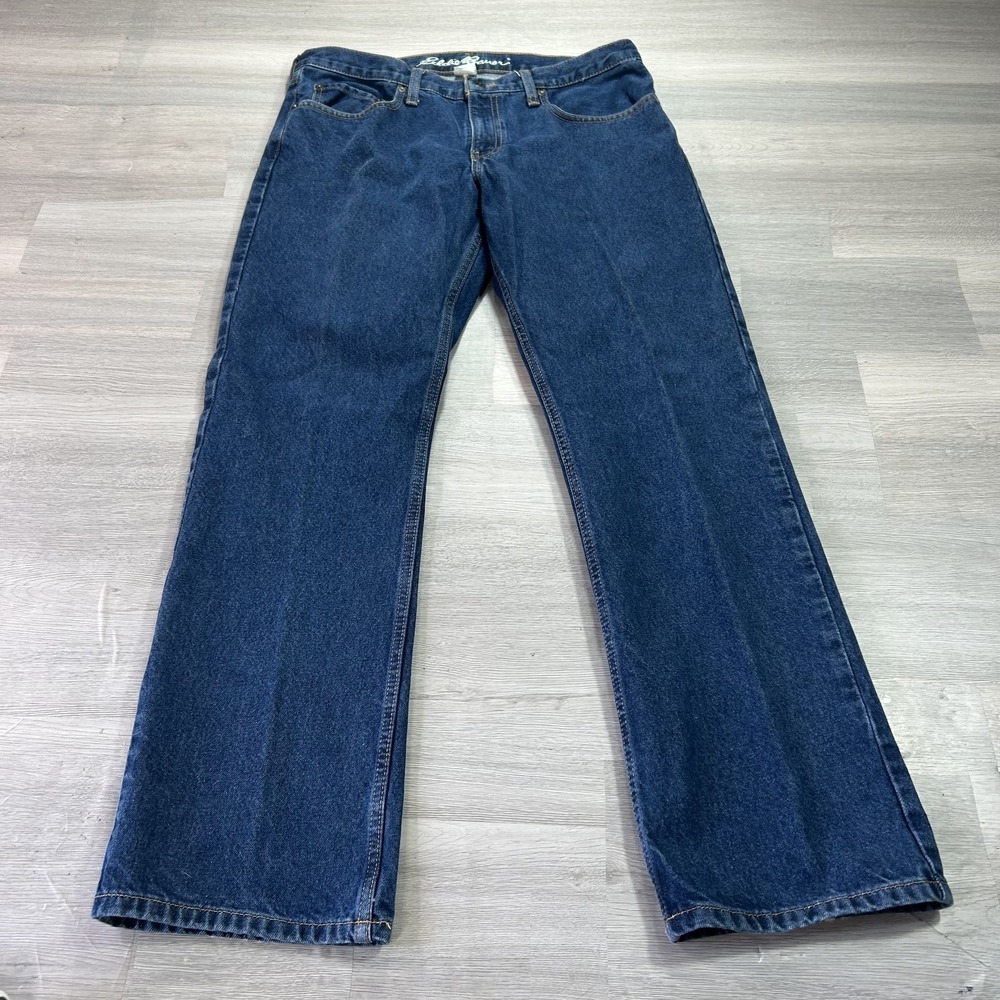 Eddie Bauer Jeans Mens 33x30 Blue Regular Straight 100% Cotton Denim Dark Wash
